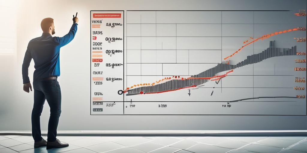 Человек с воодушевлением показывает на график с резким ростом трафика и кликов.