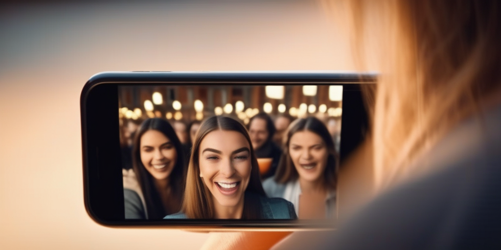 Человек счастливо смотрит на экран телефона, на котором отображаются репосты и лайки.