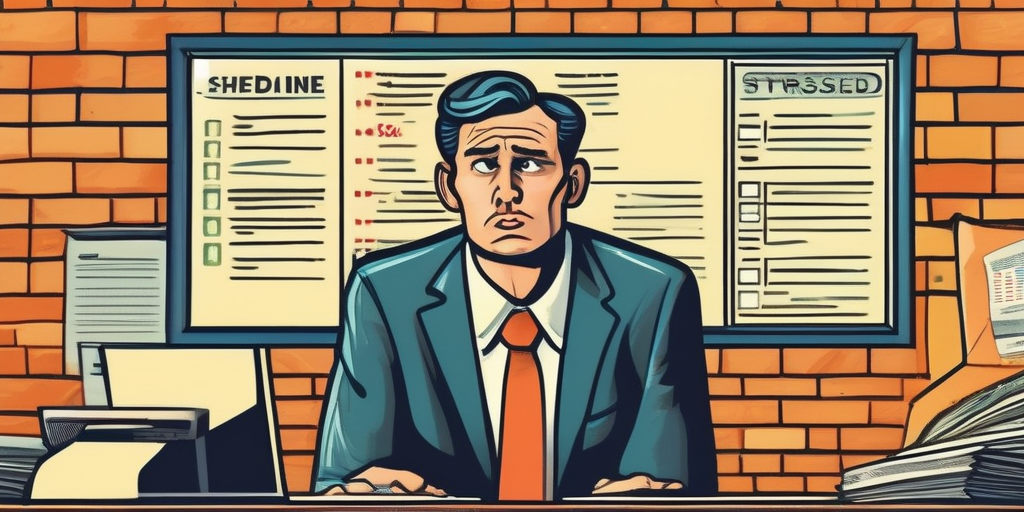 Забавная иллюстрация человека, опаздывающего на букс для заработка