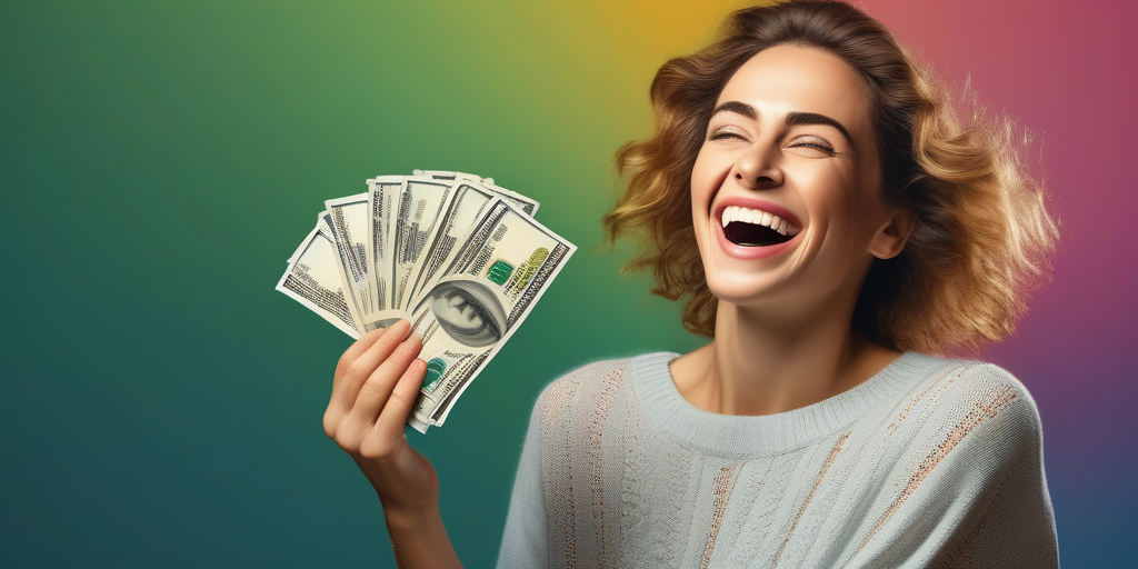 Человек радуется получению денег