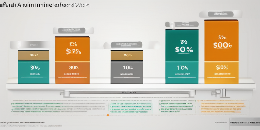 Схема работы реферальной системы на буксе, показывающая комиссию с каждого привлеченного пользователя