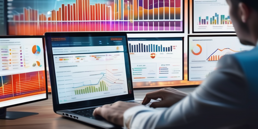 Молодой человек анализирует данные трафика на ноутбуке