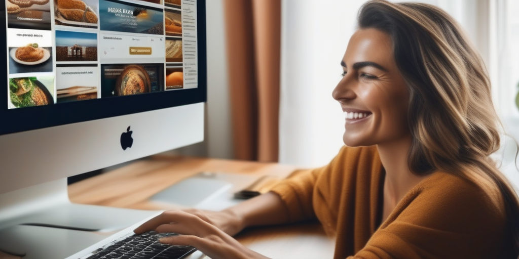 Счастливый человек зарабатывает онлайн, кликая на рекламу.