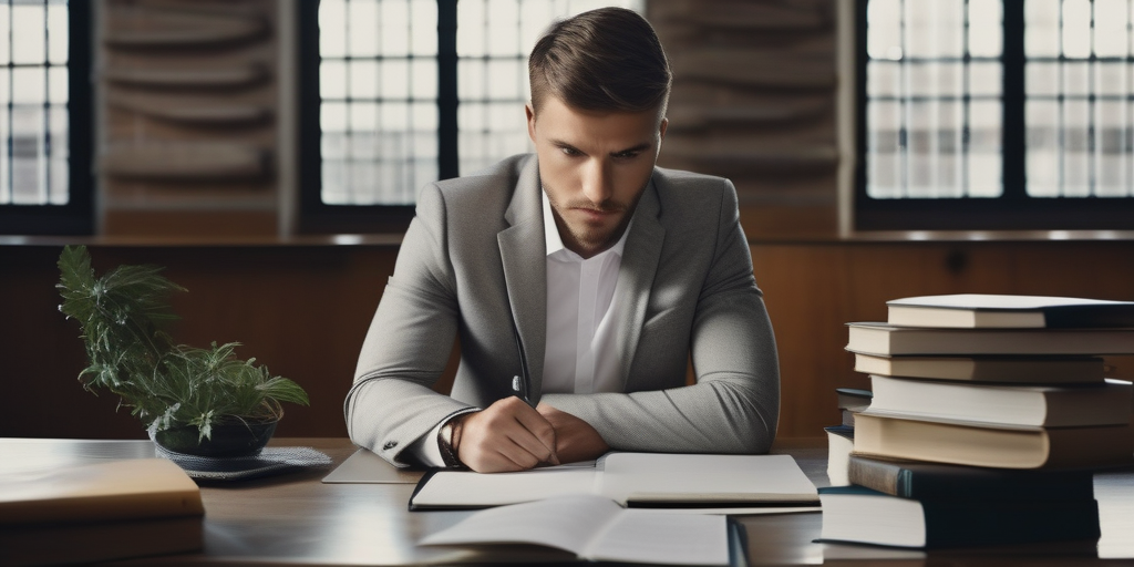 Человек усердно учится онлайн маркетингу.