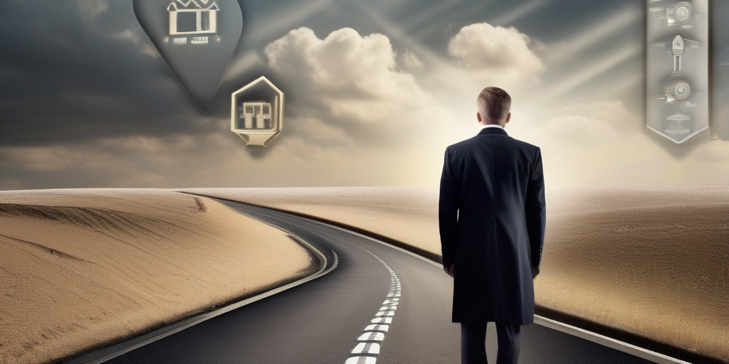 Человек выбирает между быстрым заработком и стабильным бизнесом в интернете.