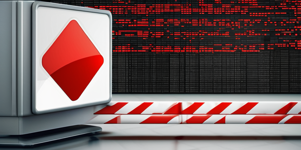 Предупреждающий знак с красным знаком стоп на пикселизованном фоне