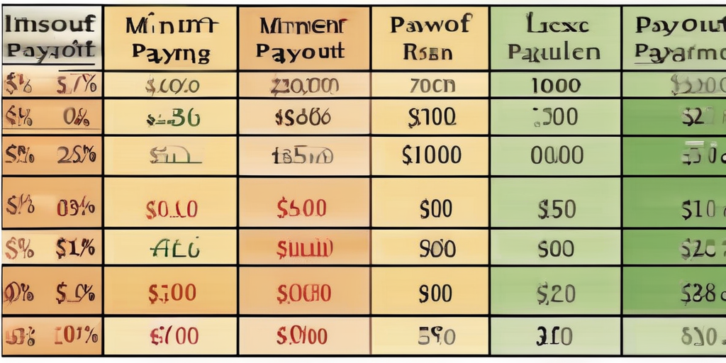 Сравнение заработка и минимальной суммы вывода на разных биржах трафика.