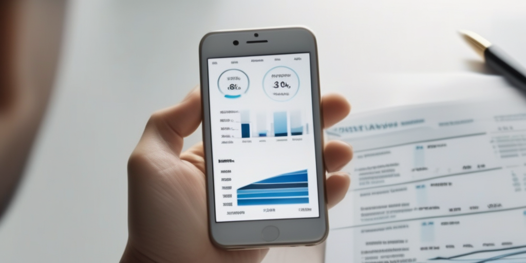 Человек счастливо пользуется смартфоном с графиком, показывающим доход от онлайн-опросов.