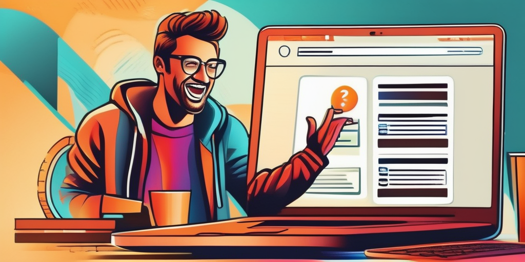 Человек с воодушевлением регистрируется на сайте, символизируя заработок онлайн.