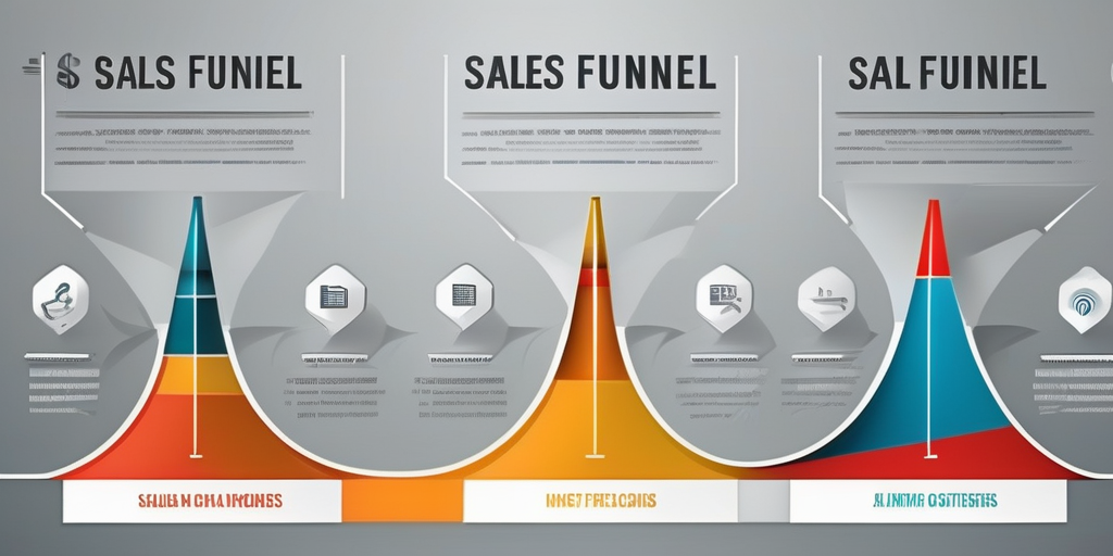 Инфографика с этапами воронки продаж.