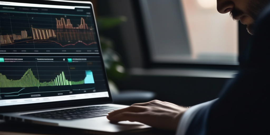 Человек анализирует данные воронки продаж на ноутбуке.