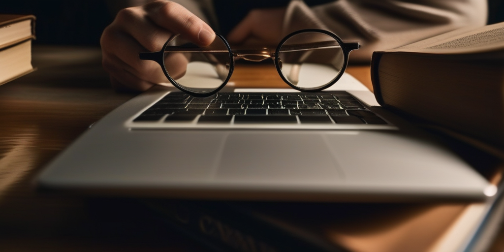 Фрилансер проверяет текст на ноутбуке