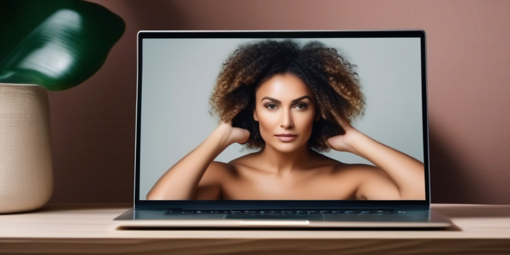 Рука, нажимающая на рекламу на экране ноутбука, сосредоточенное выражение лица.