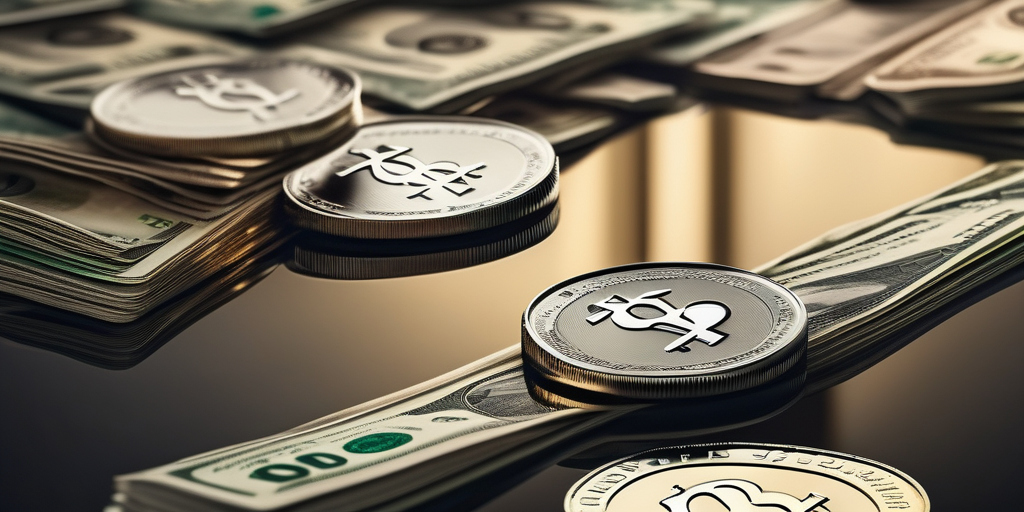 Абстрактное представление о деньгах, текущих между различными цифровыми платформами, символизирующими поток трафика и дохода в арбитраже трафика.