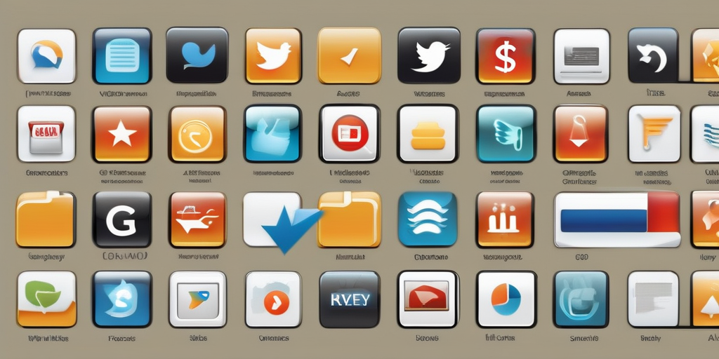 Сетка иконок, представляющих различные категории онлайн задач