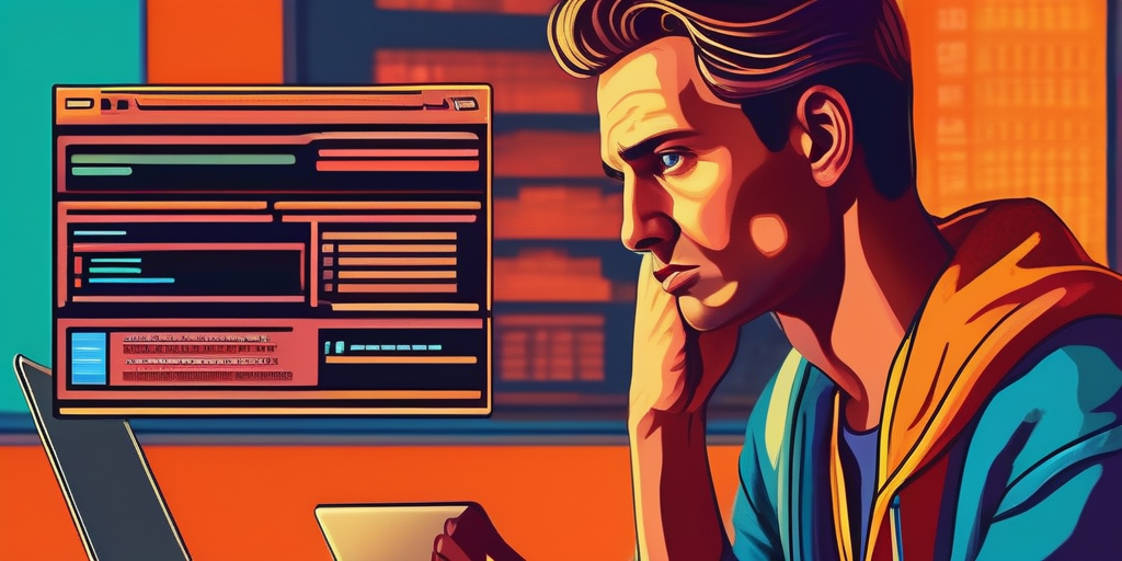 Человек, обеспокоенный видом на экран ноутбука, отражает борьбу с онлайн-мошенничеством.