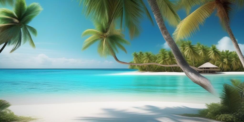 Красивый тропический остров с бирюзовой водой и белым песком