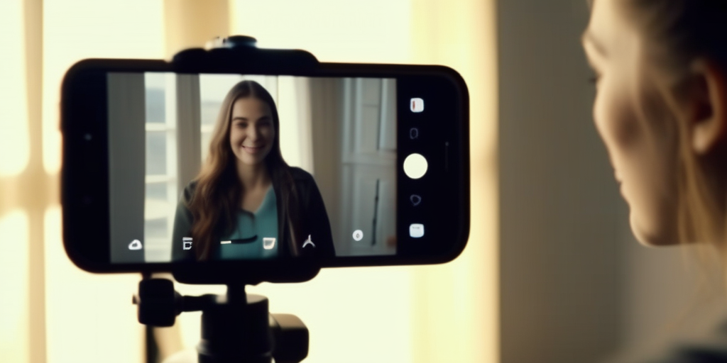 Молодой человек снимает видео на смартфон.