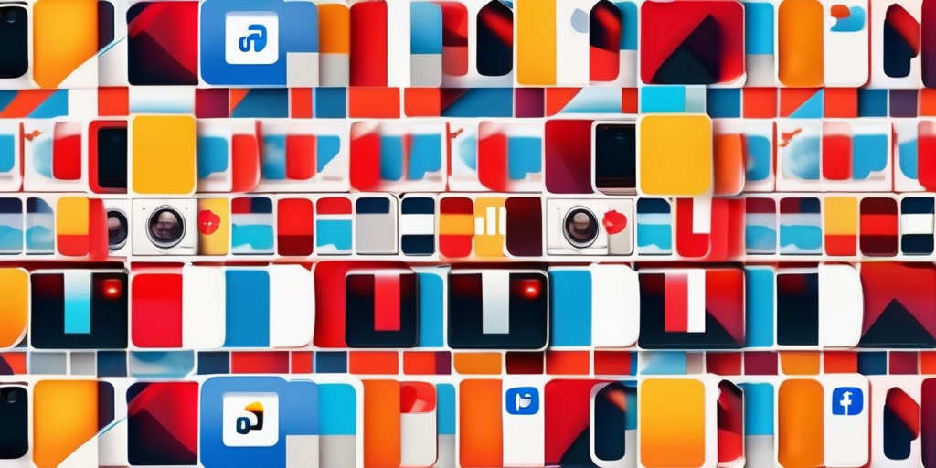 Коллаж социальных сетей и логотипа YouTube, символизирующий интеграцию платформ для продвижения канала