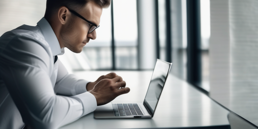 Человек анализирует графики на ноутбуке, символизируя необходимость стратегического продвижения.