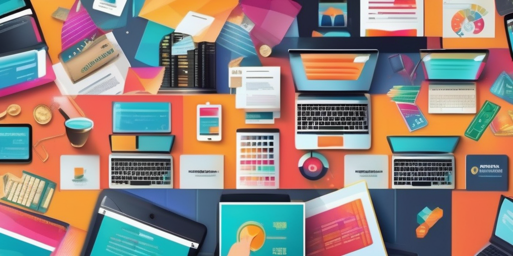 Коллаж возможностей заработка онлайн, включая партнерский маркетинг.