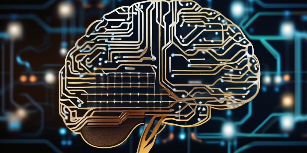 Символическое изображение взаимодействия человеческого мозга и искусственного интеллекта в процессе написания текстов