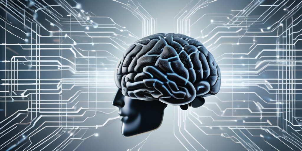 Мозг, объединенный с цифровыми сетями, символизирует совместную работу человека и искусственного интеллекта