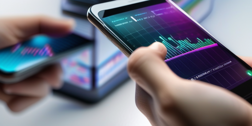 Рука держит смартфон с графиком роста конверсии