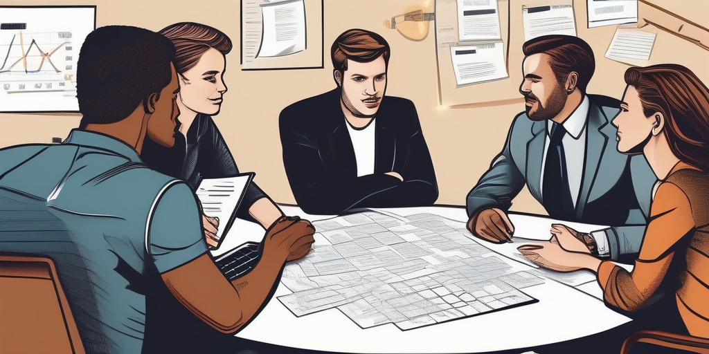 Группа людей, работающих вместе над проектом по созданию контента