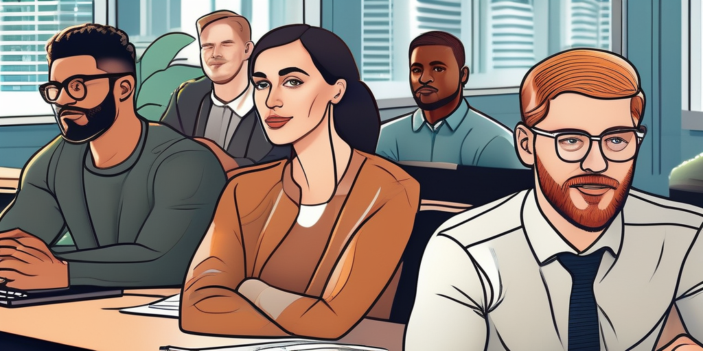 Группа людей изучает криптовалюты и блокчейн